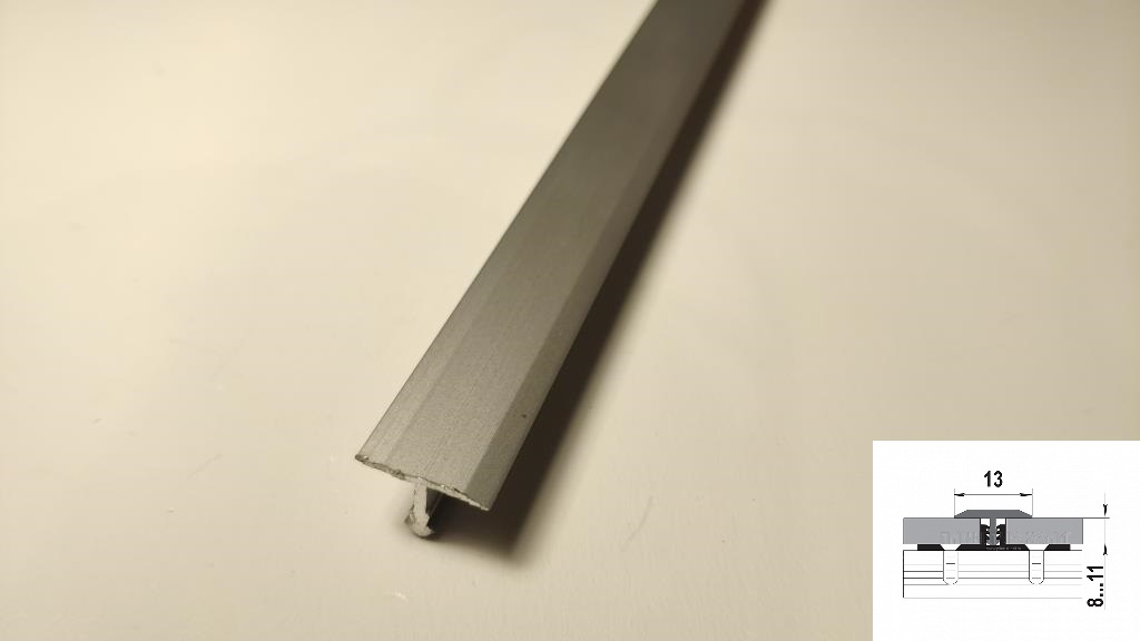 ПС 09.2700.01л Т-образный профиль 13 мм, алюминий анодированный, цвет серебро, длина 2700 мм