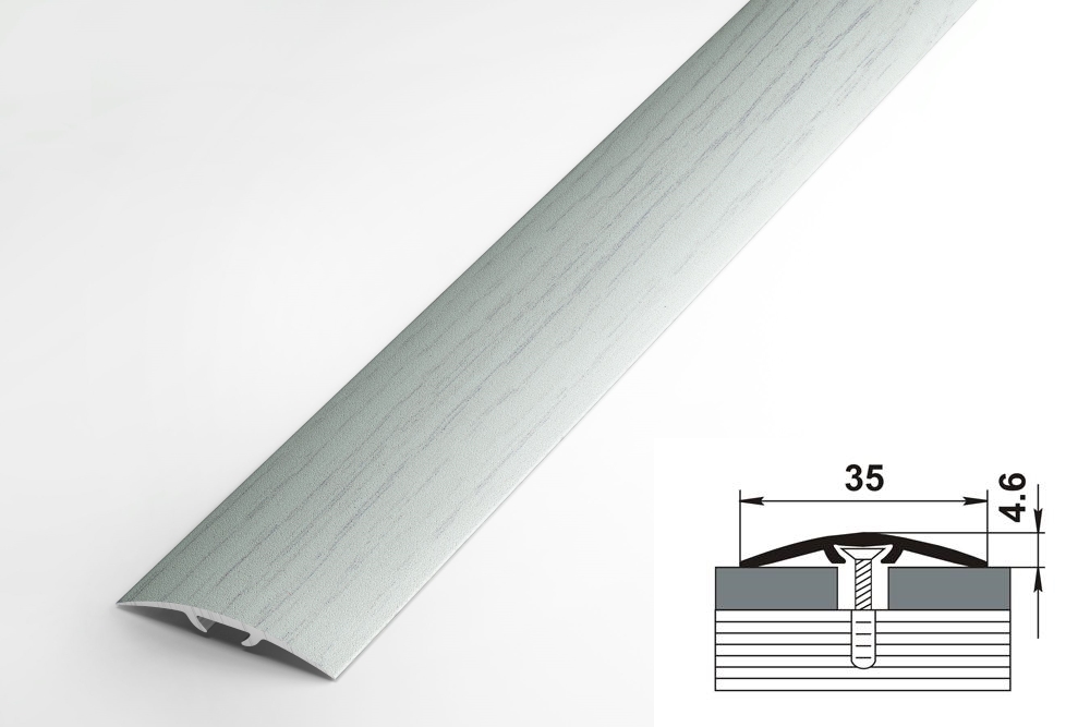 ПС 04-3.900.r102 Порог одноуровневый 4,8х35 мм, алюминий окрашенный, цвет ольха серая, длина 900 мм