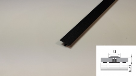 ПС 09.2700.15 Т-образный профиль 13 мм, алюминий окрашенный, цвет чёрный, длина 2700 мм