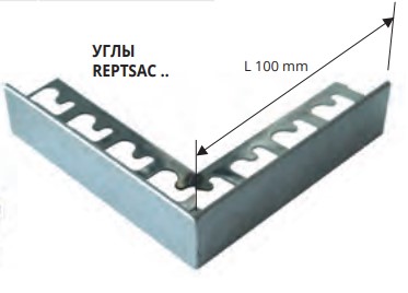 REPTSAC 1530 Угол наружный для профиля PROTERMSTEP ACC H= 45 мм, полир сталь AiSi 304, длина 2700 мм