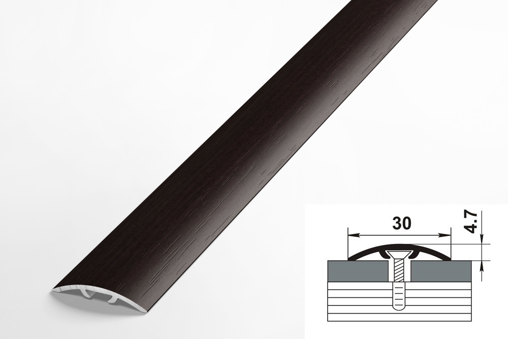 ЛС 04-2.900.4095 Порог одноуровневый 31,2х5 мм, алюминий ламинир, цвет дуб венге, длина 900 мм