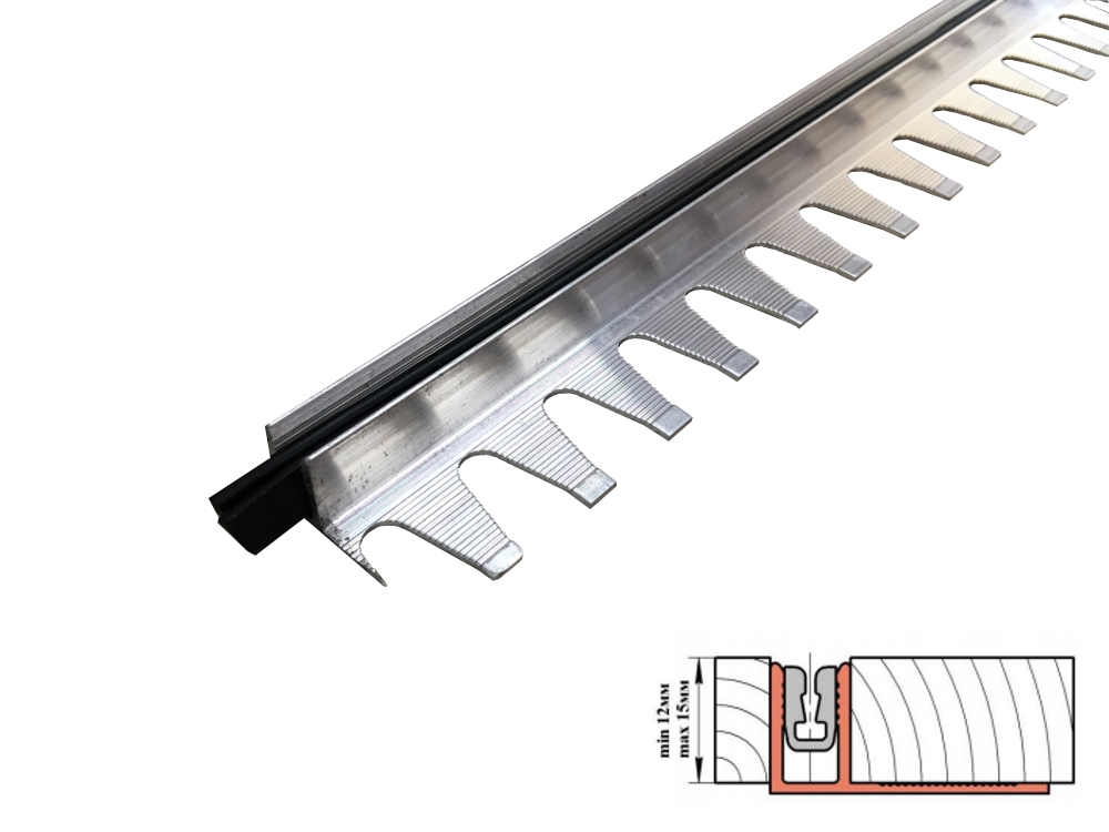 ПС 09-3.2700.001 Защёлка для Т-образных профилей, H = 12-15 мм, алюминий натуральный, длина 2700 мм