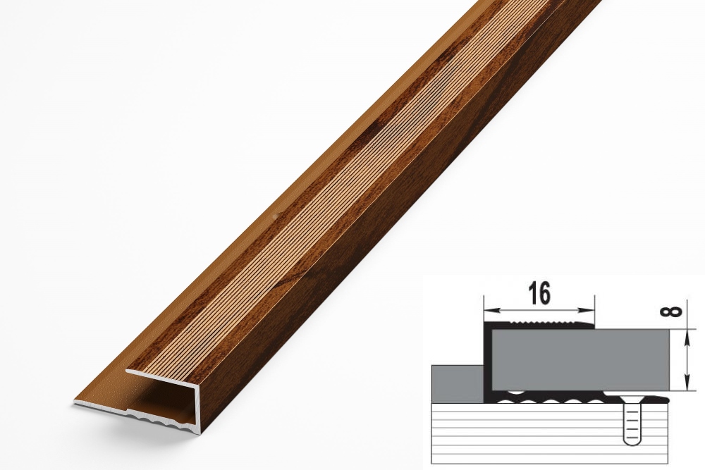 ПК 05.2700.093 Профиль для ламината до 8 мм, алюминий окрашенный, цвет мербау, длина 2700 мм