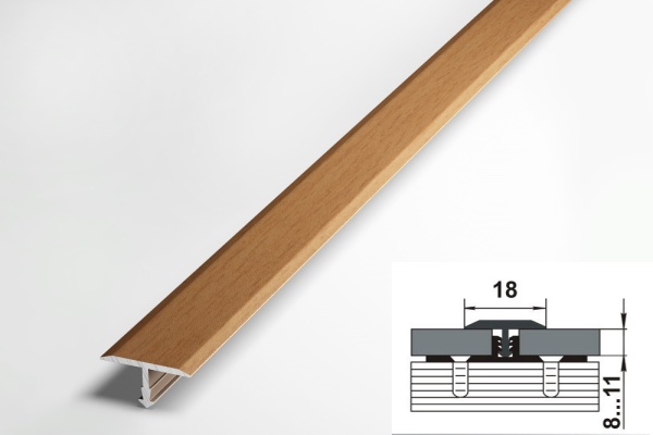 ПС 10.2500.083 Т-образный профиль 20 мм, алюминий окрашенный, цвет бук, длина 2500 мм