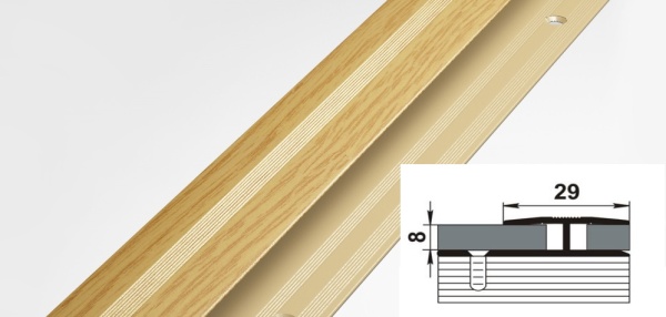 ПС 15.2700.082 Порог Т-образный 8х29 мм, алюминий окрашенный, цвет дуб светлый, длина 2700 мм