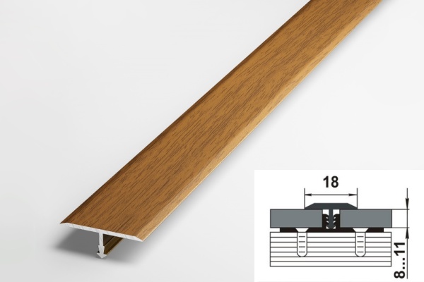 ПС 10.2500.088 Т-образный профиль 20 мм, алюминий окрашенный, цвет орех, длина 2500 мм