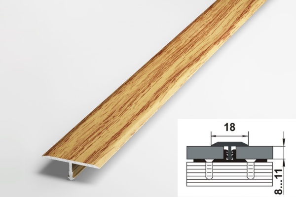 ПС 10.2500.084 Т-образный профиль 20 мм, алюминий окрашенный, цвет дуб универсал, длина 2500 мм
