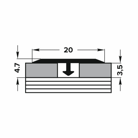 ЛС 10-1.2700.04л Т-образный профиль  20х3,5 мм, алюминий анодированный, цвет бронза, длина 2700 мм