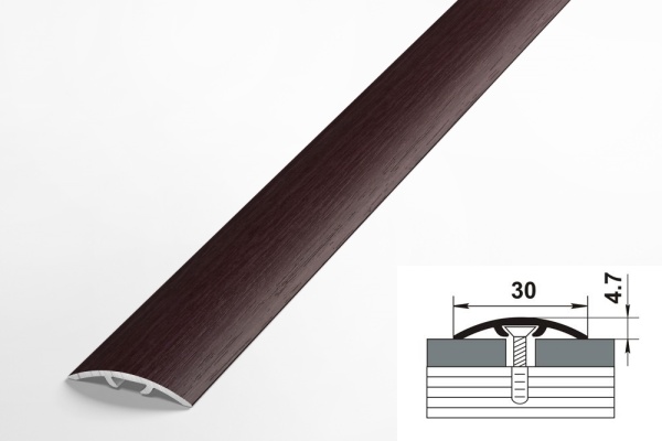 ЛС 04-2.900.4077 Порог одноуровневый 31,2х5 мм, алюминий ламинир, цвет махагон, длина 900 мм