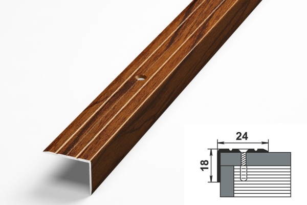 ПУ 03.1800.093 Профиль угловой 24х18 мм, алюминий окрашенный, цвет мербау, длина 1800 мм