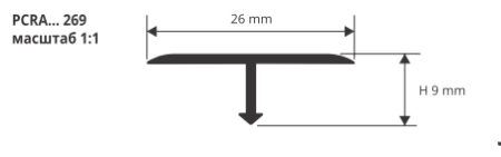 PCRA 29W 269 Т-образный профиль PROCOVER WOOD 26 мм, алюминий ламинир, цвет белый дуб, длина 2700 мм