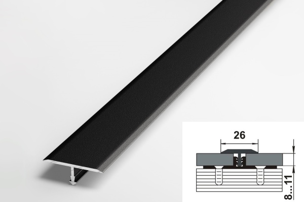 ПС 11.2700.15 Т-образный профиль 26 мм, алюминий окрашенный, цвет чёрный, длина 2700 мм