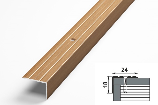 ПУ 03.1800.083 Профиль угловой 24х18 мм, алюминий окрашенный, цвет бук, длина 1800 мм