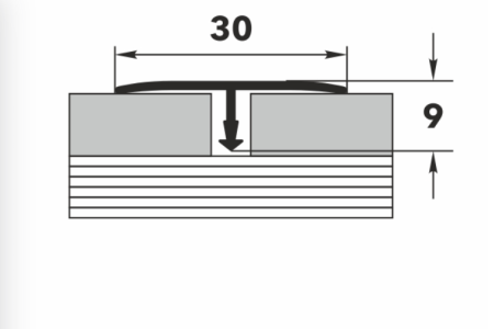 Т 30-1.2700.088 Т-образный порог 30 мм, алюминий ламинированный, цвет орех, длина 2700 мм