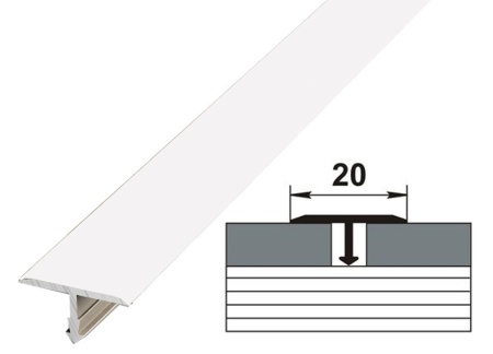 ЛС 10.2700.16 Т-образный профиль 20х8,5 мм, алюминий окрашенный, цвет белый, длина 2700 мм