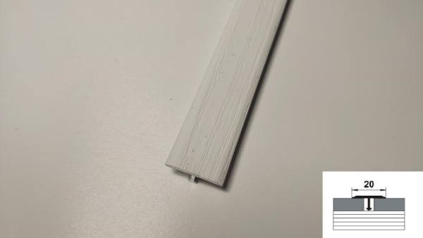 ЛС 10.2700.4040 Т-образный профиль 20х8,5 мм, алюминий ламинир, цвет дуб кантри белый длина 2700 мм