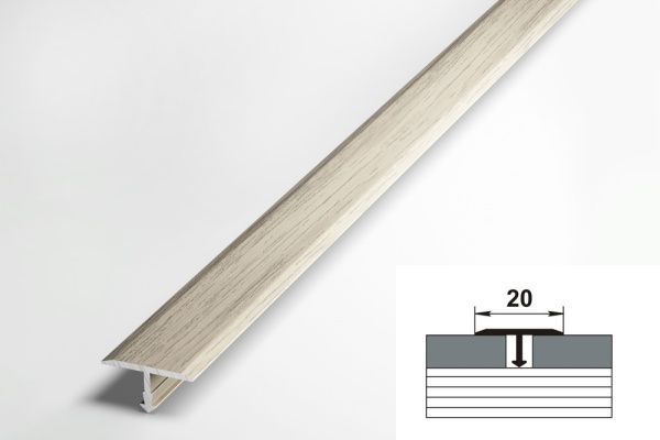 ЛС 10.2700.089 Т-образный профиль 20х8,5 мм, алюминий окрашенный, цвет клён белёный, длина 2700 мм