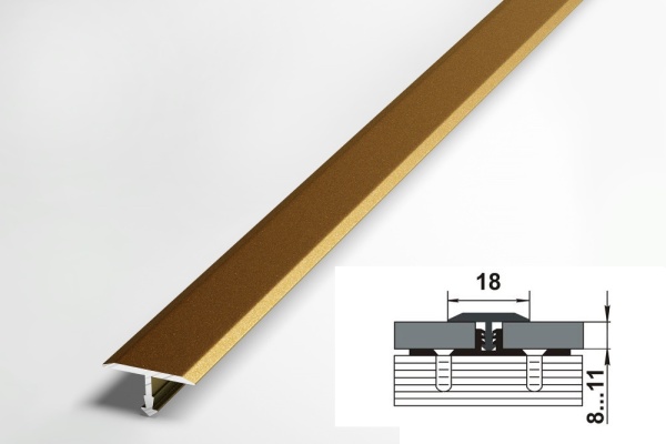 ПС 10.2500.04 Т-образный профиль 20 мм, алюминий окрашенный, цвет бронза, длина 2500 мм