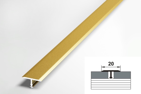 ЛС 10.2700.02п Т-образный профиль 20х8,5 мм, алюминий окрашенный, цвет золото, длина 2700 мм