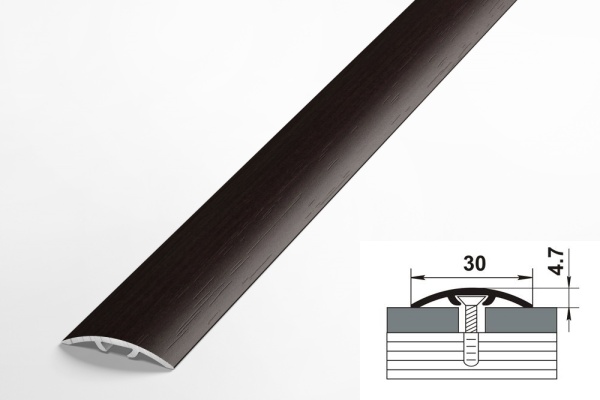 ЛС 04-2.900.4095 Порог одноуровневый 31,2х5 мм, алюминий ламинир, цвет дуб венге, длина 900 мм