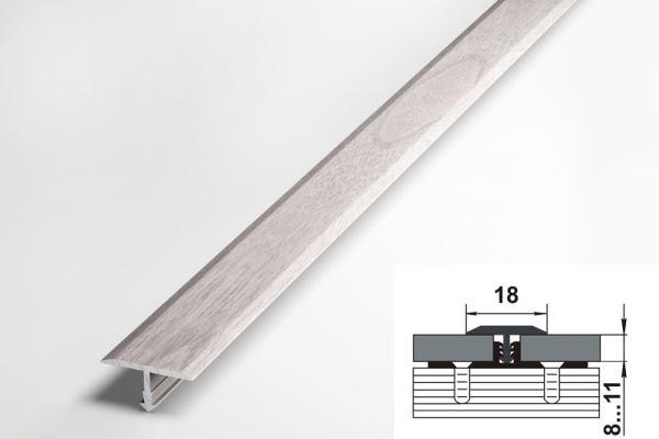 ПС 10.2500.106 Т-образный профиль 20 мм, алюминий окрашенный, цвет ясень белый, длина 2500 мм
