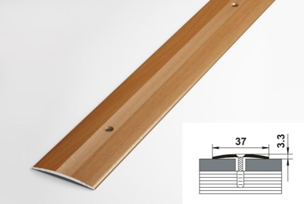 ПС 03.900.083 Порог одноуровневый 3,3х37 мм, алюминий окрашенный, цвет бук, длина 900 мм