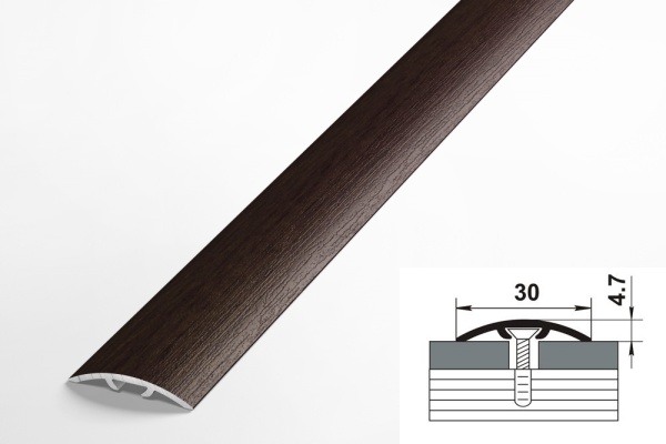 ЛС 04-2.900.4094 Порог одноуровневый 31,2х5 мм, алюминий ламинир, цвет венге, длина 900 мм