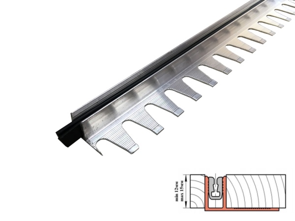 ПС 09-3.2700.001 Защёлка для Т-образных профилей, H = 12-15 мм, алюминий натуральный, длина 2700 мм