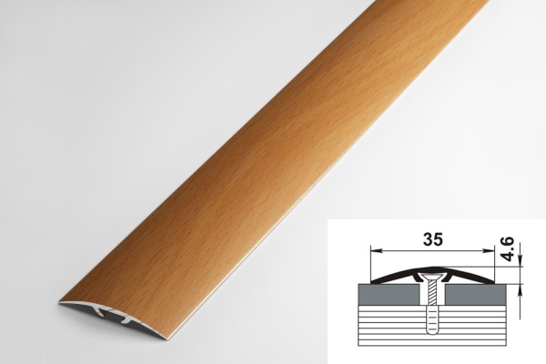 ПС 04-3.900.083 Порог одноуровневый 4,8х35 мм, алюминий окрашенный, цвет бук, длина 900 мм