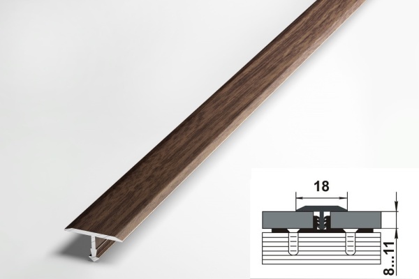 ПС 10.2500.061 Т-образный профиль 20 мм, алюминий окрашенный, цвет дуб мокко, длина 2500 мм