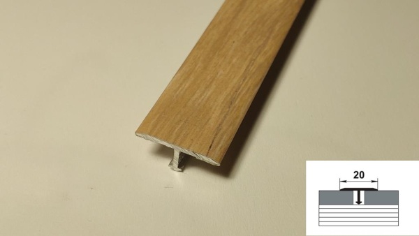 ЛС 10.2700.24810 Т-образный профиль 20х8,5 мм, алюминий ламинирован, цвет дуб гроссо, длина 2700 мм