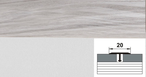 ЛС 10.2700.4046 Т-образный профиль 20х8,5 мм, алюминий ламинир, цвет дуб мелфорд грей, длина 2700 мм