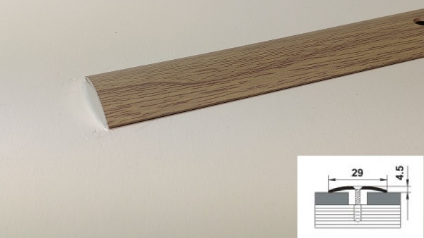 ПС 04-1.1350.087 Порог одноуровневый 4,5х30 мм, алюминий окрашенный, цвет дуб белёный, длина 1350 мм